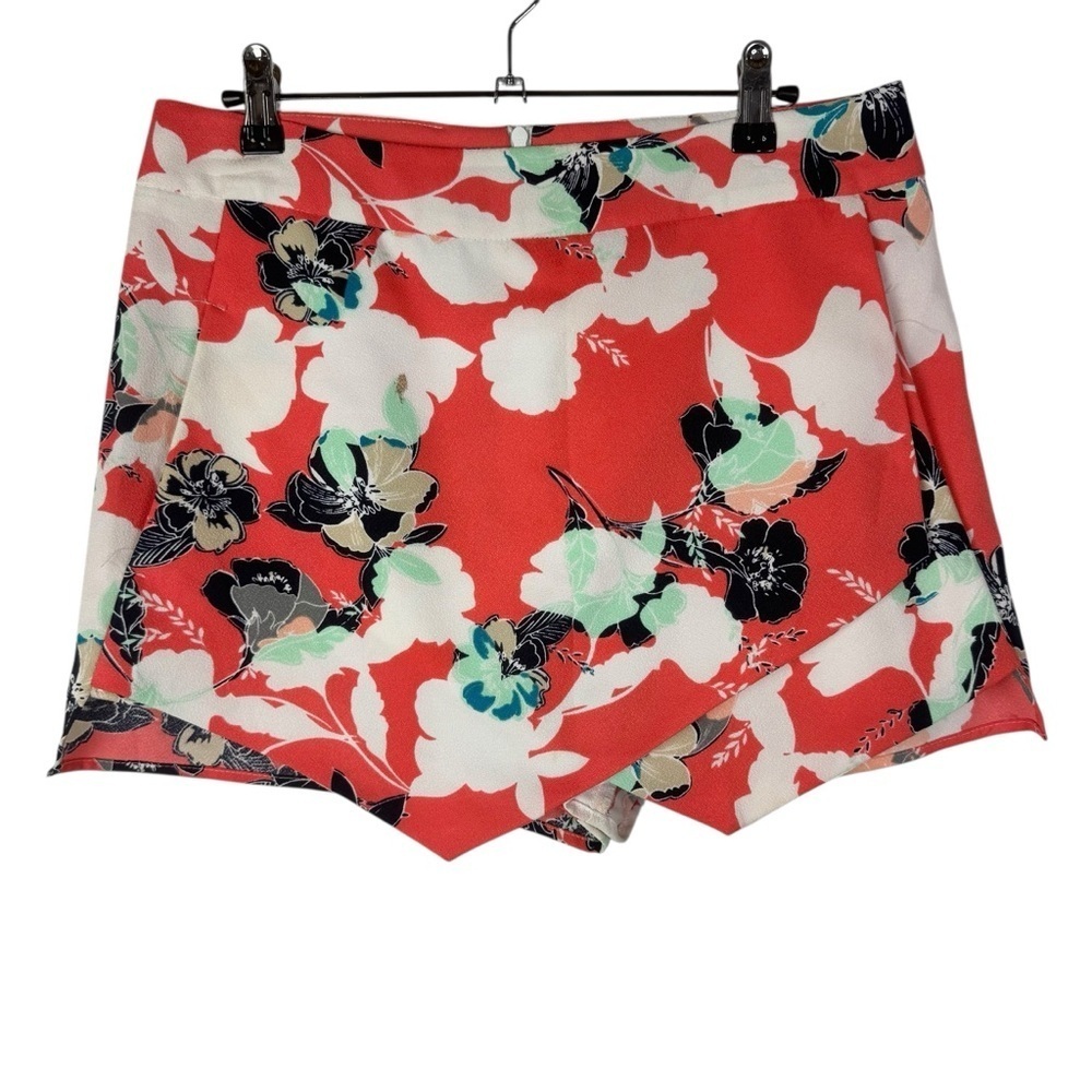 Aqua Coral Blue & White Floral Mini Skort L